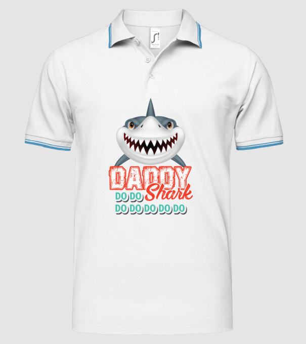 Daddy shark model alb pe tricou
