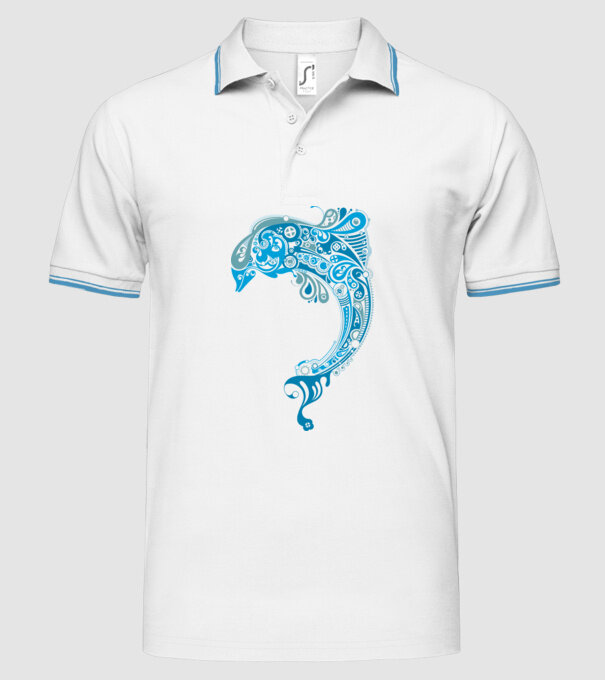 delfin model alb pe tricou