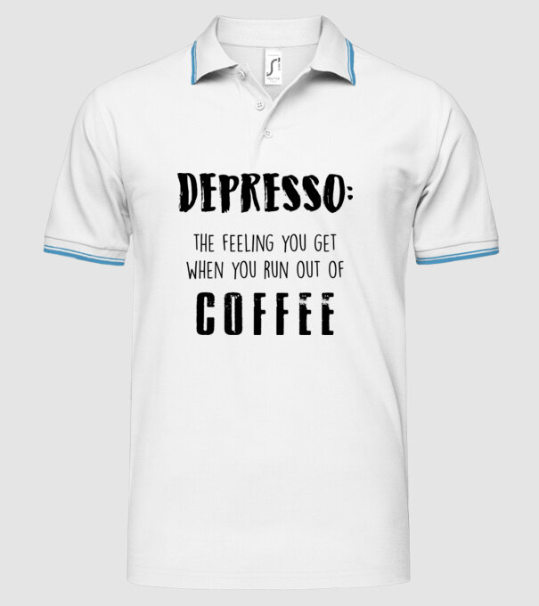 Depresso model alb pe tricou