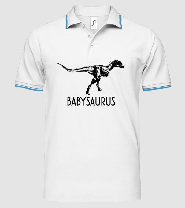 Familia de dinozauri Babysaurus model alb pe tricou