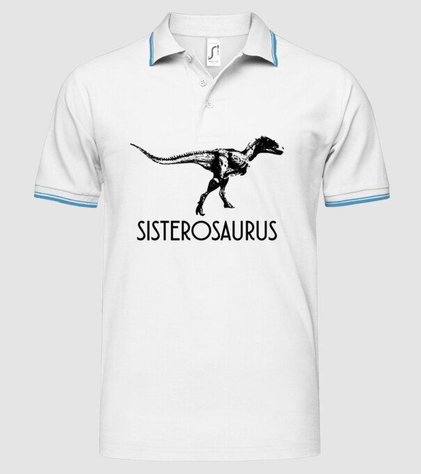 Familia de dinozauri Sisterosaurus model alb pe tricou