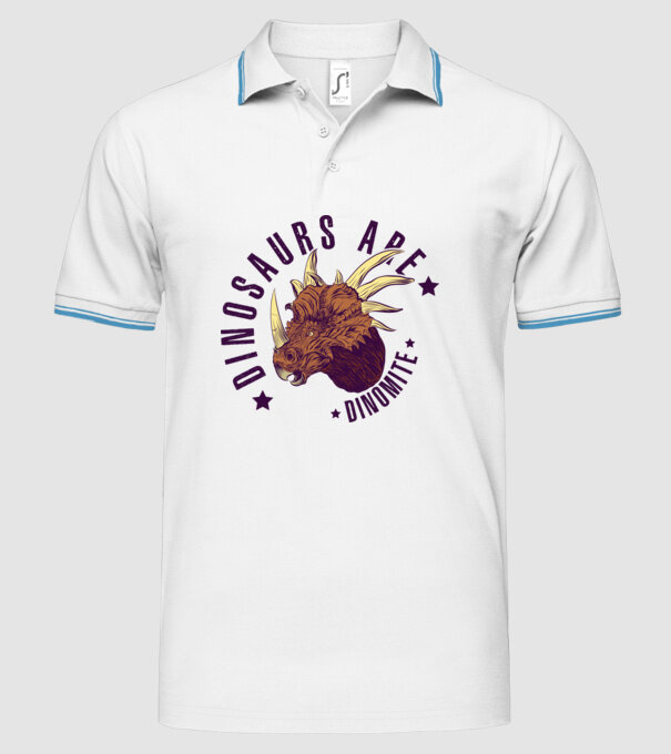 Dinomite model alb pe tricou