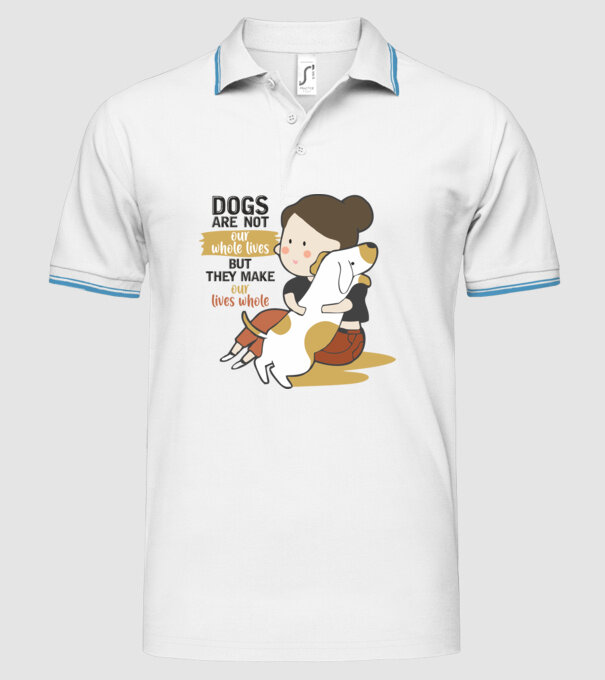 Dogs make our lives whole model alb pe tricou
