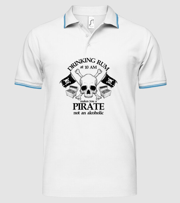 Drinking rum model alb pe tricou