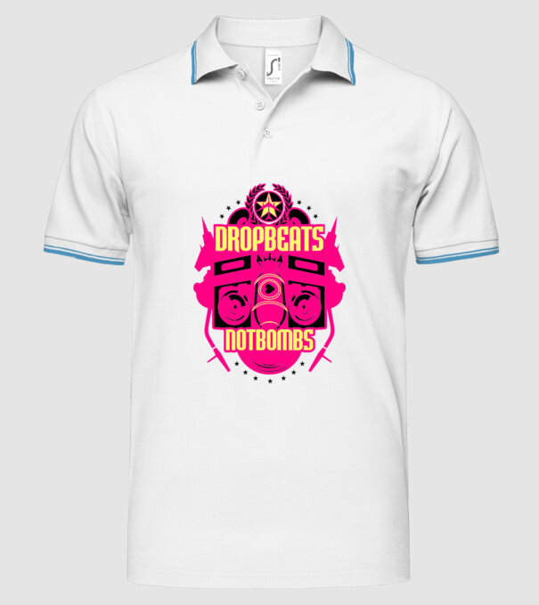 Drop Beats Not Bombs model alb pe tricou