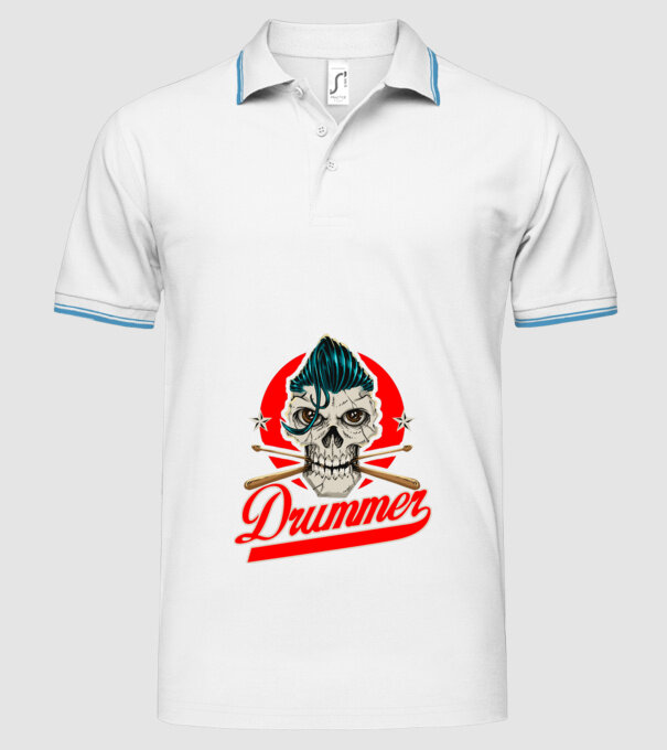 Drummer model alb pe tricou