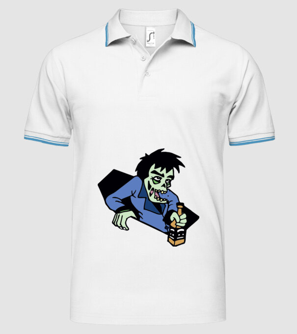 Drunk Zombie model alb pe tricou