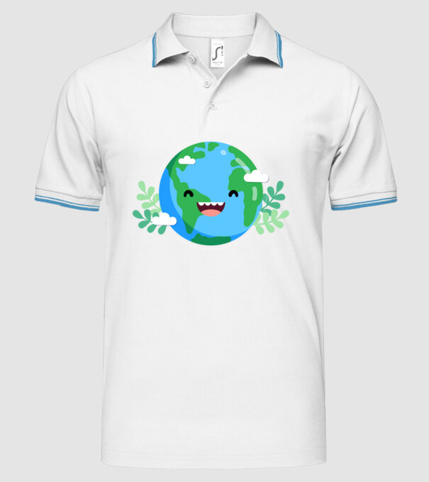 Earth smiley model alb pe tricou