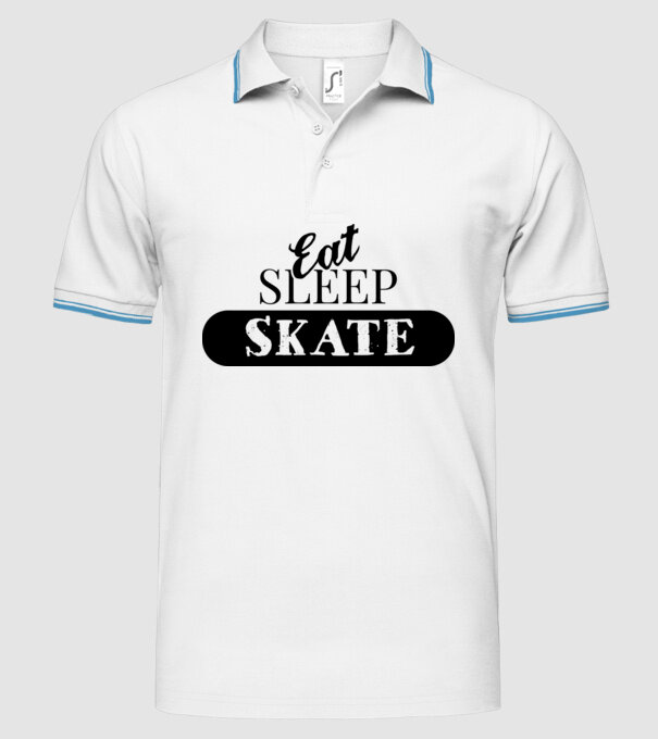 eat sleep skate model alb pe tricou