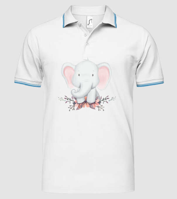 Elefant cu flori model alb pe tricou