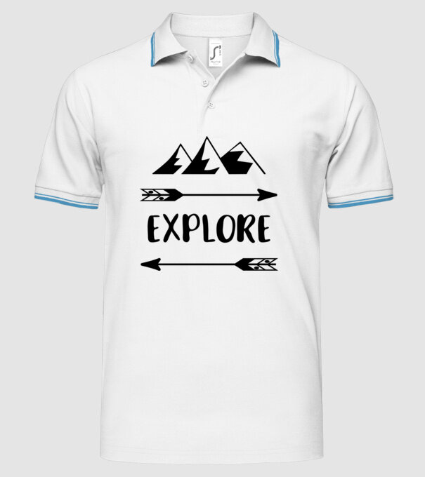 Explore mountains model alb pe tricou
