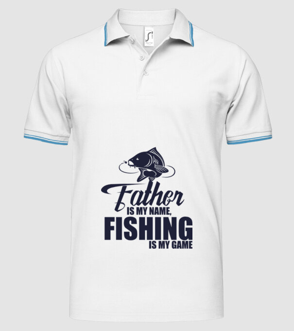 Father is my name, fishing is my game model alb pe tricou