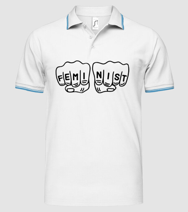 Feminist model alb pe tricou