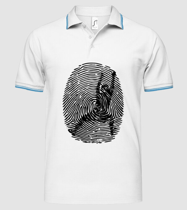 fingerprint model alb pe tricou