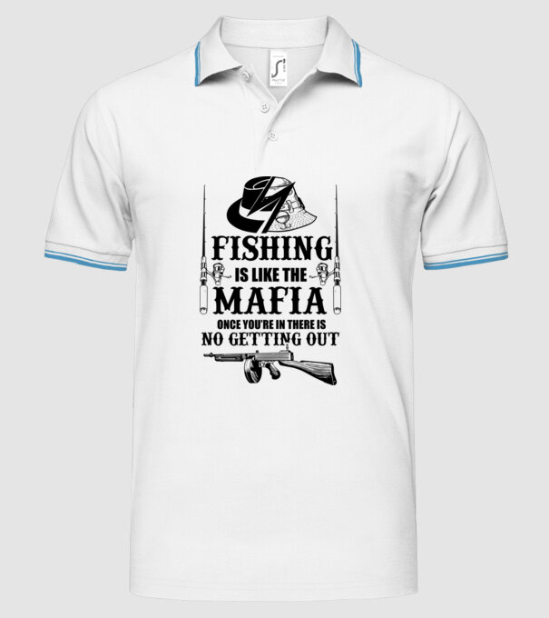 Fishing is like mafia model alb pe tricou