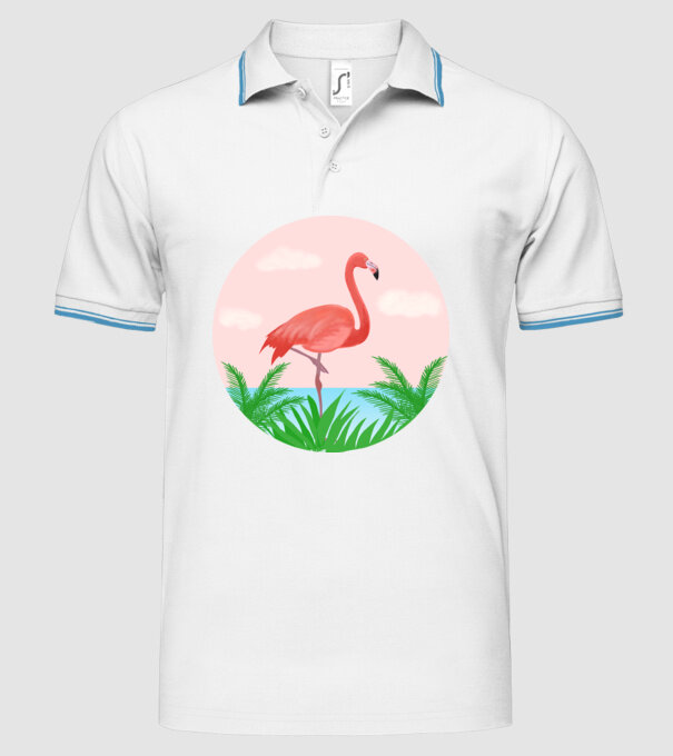Flamingo model alb pe tricou