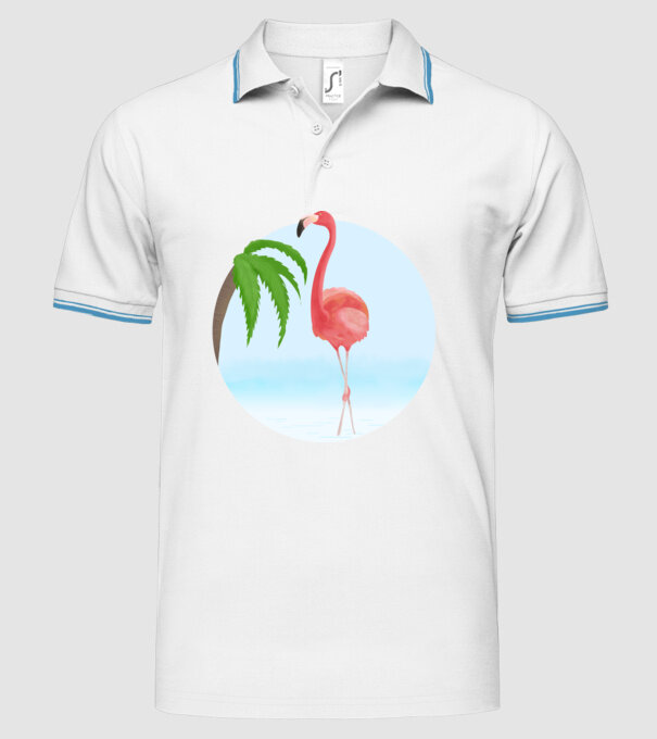 Flamingo model alb pe tricou