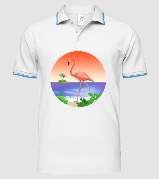 Flamingo model alb pe tricou