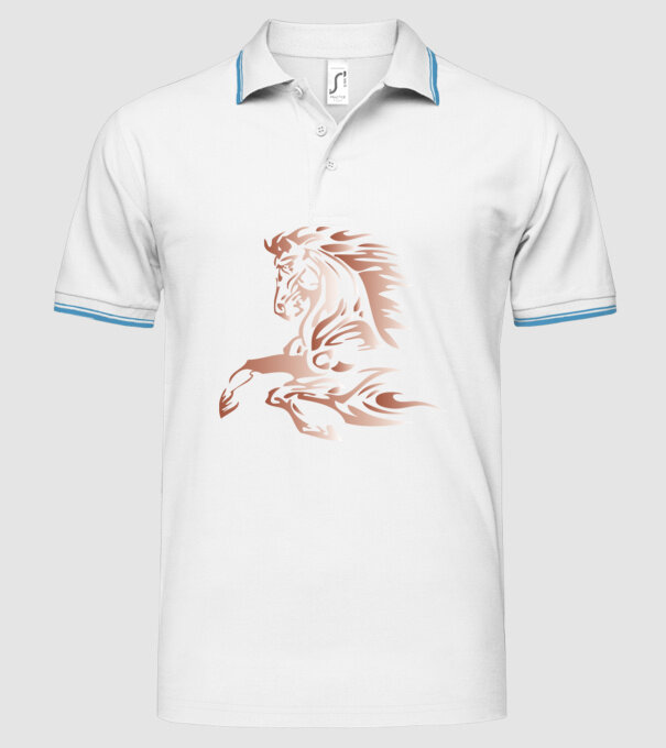 cal alergând model alb pe tricou