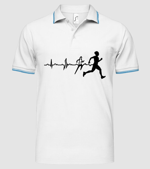 bărbat alergător ecg model alb pe tricou