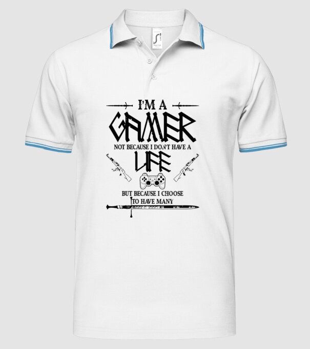 Gamer Life model alb pe tricou