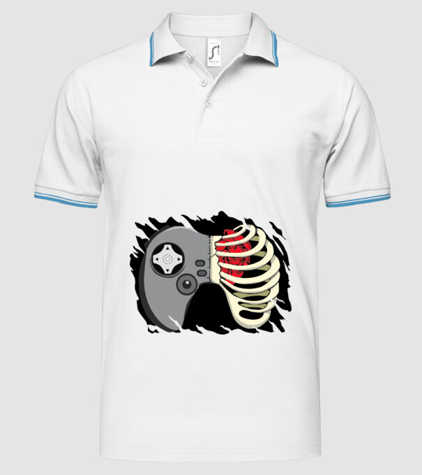 Inimă Gamer model alb pe tricou