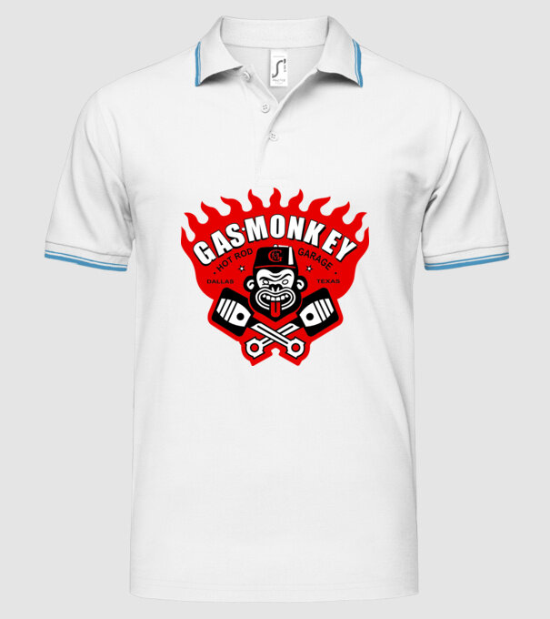 Gas Monkey model alb pe tricou