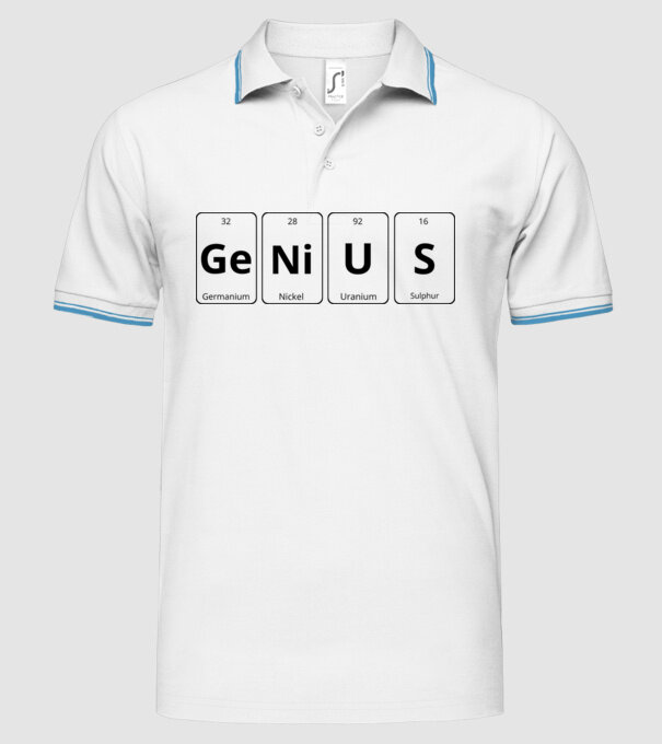 Genius periodic model alb pe tricou