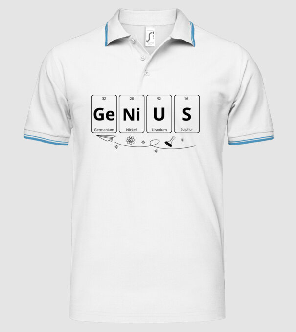 Genius periodic model alb pe tricou