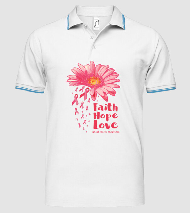 Gerbera faith hope love model alb pe tricou