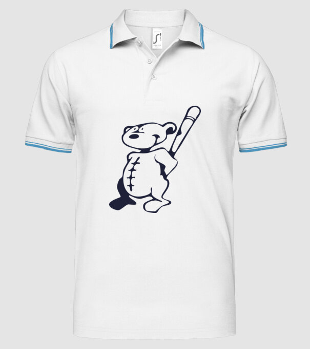 Ursuleț agresiv model alb pe tricou