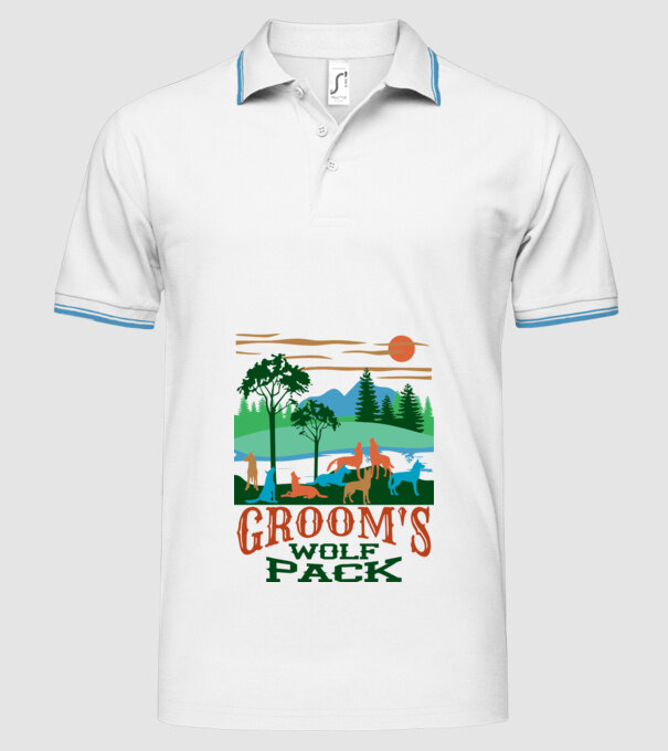Grooms wolf pack model alb pe tricou