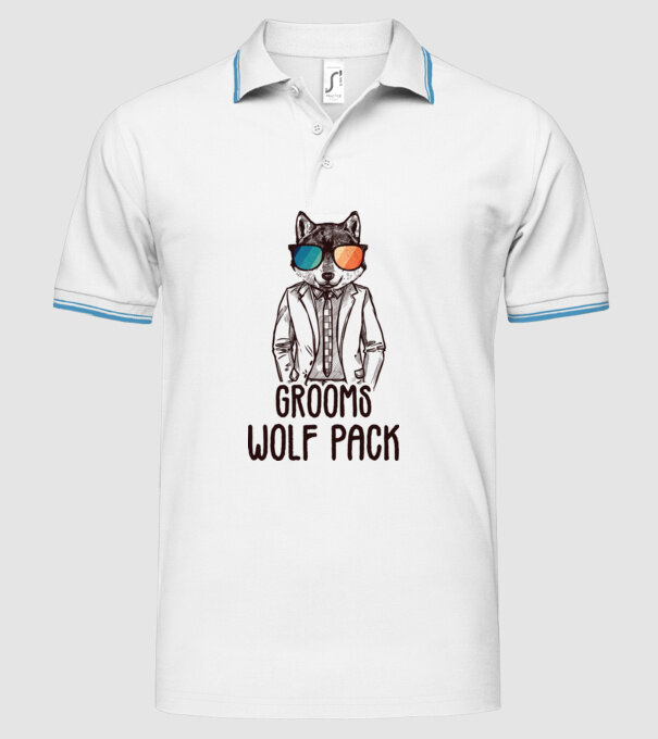 Grooms wolf pack model alb pe tricou