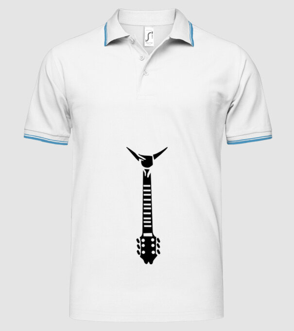 Guitar Tie model alb pe tricou