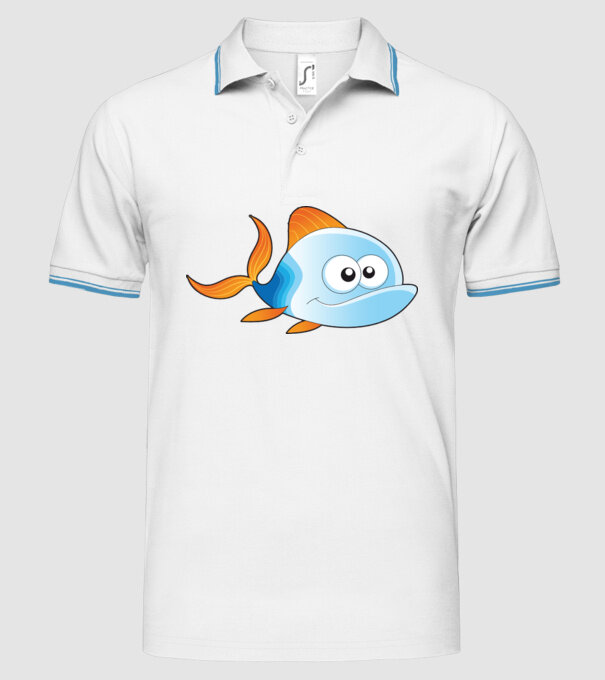 Fish model alb pe tricou