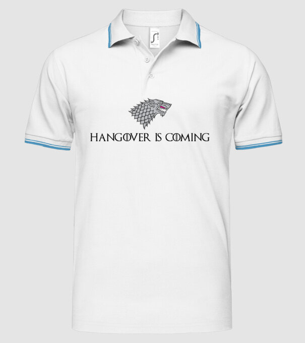 Hangover is coming model alb pe tricou