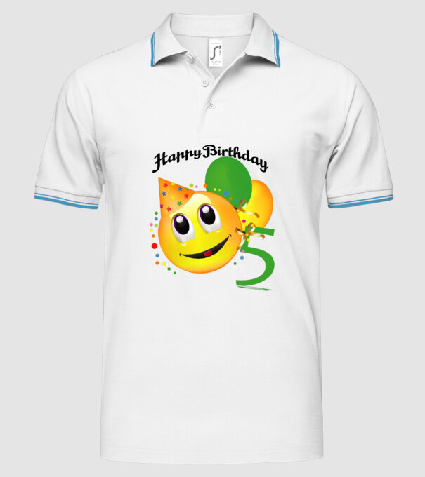 happy birthday 5th model alb pe tricou