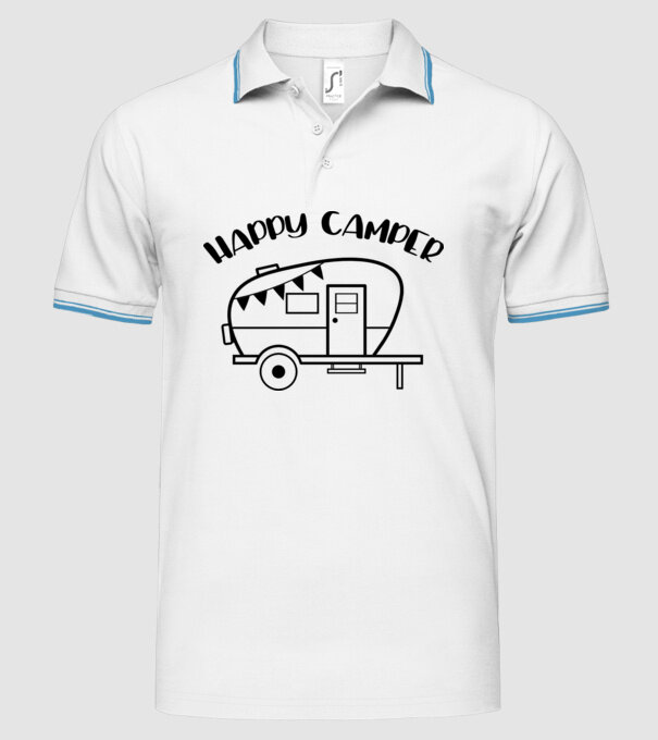 Happy camper model alb pe tricou