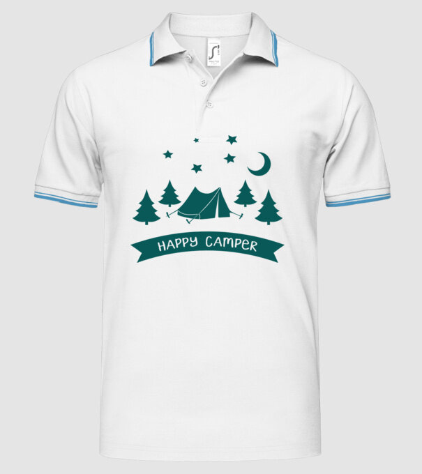 Happy camper tent model alb pe tricou