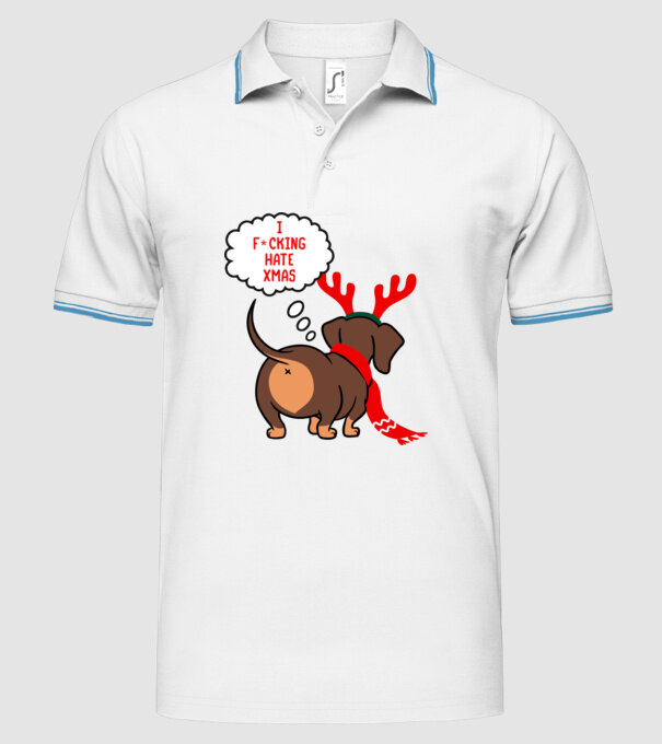 Hate Xmas model alb pe tricou