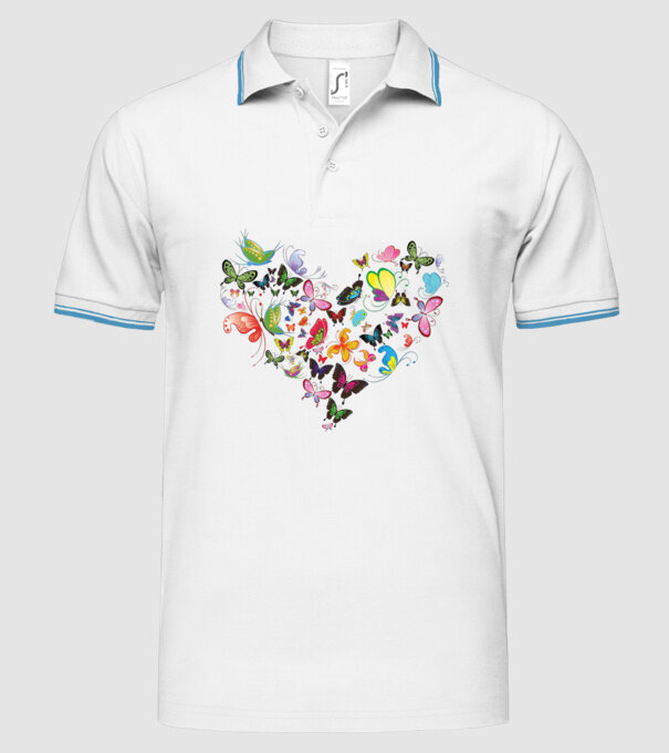 Butterfly Heart model alb pe tricou
