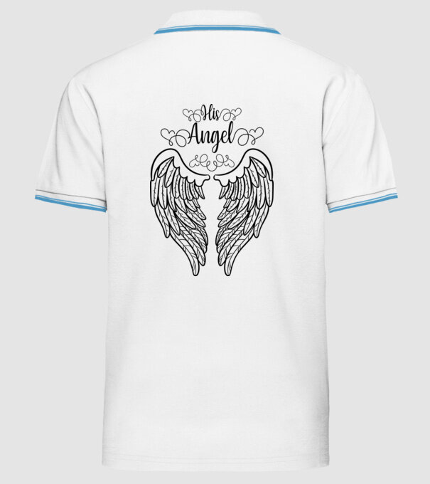His Angel model alb pe tricou