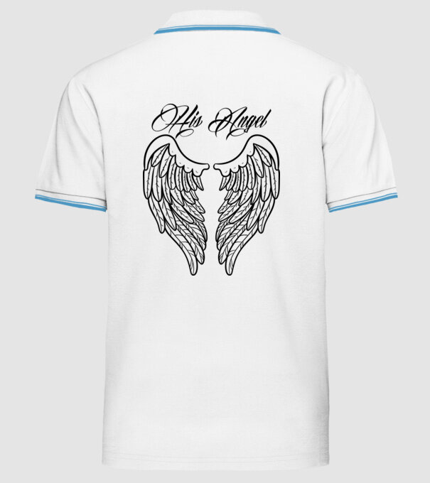 His Angel model alb pe tricou
