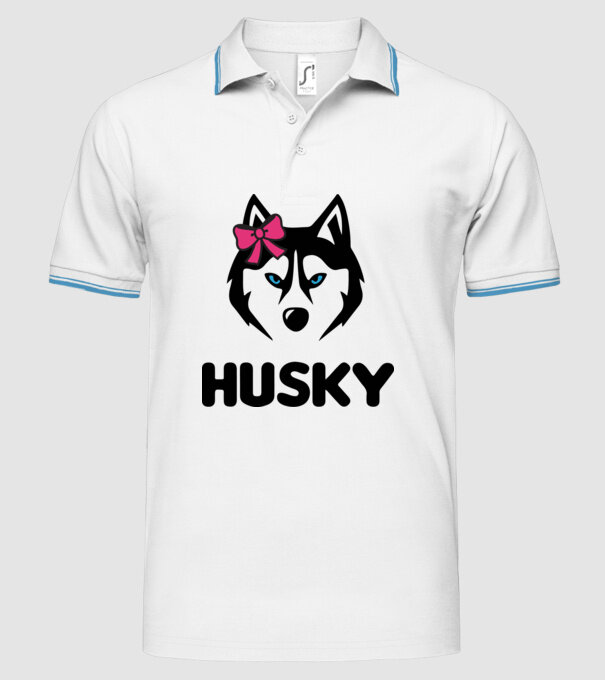 Husky fată model alb pe tricou