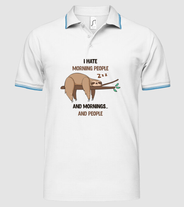 I Hate morning people and mornings and people leneș model alb pe tricou