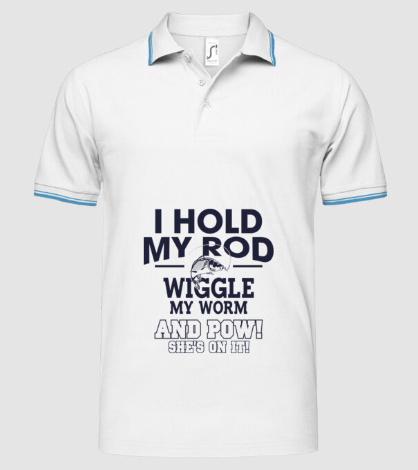 I hold my rod model alb pe tricou