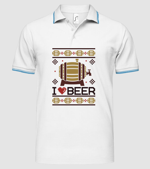 I love beer ugly sweater model alb pe tricou