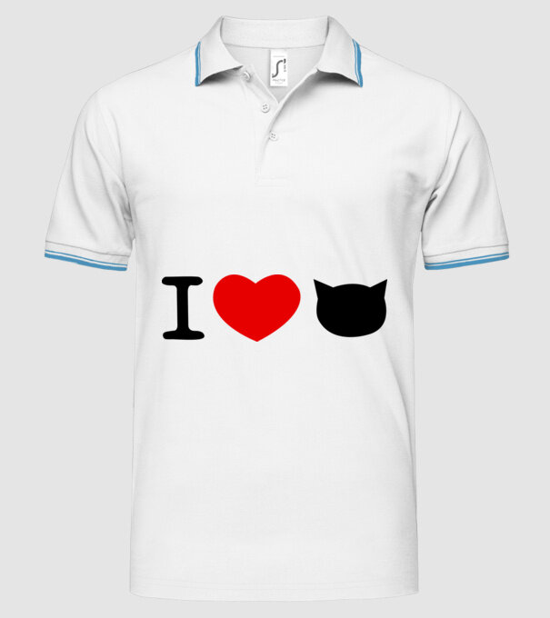 I love Pisică model alb pe tricou