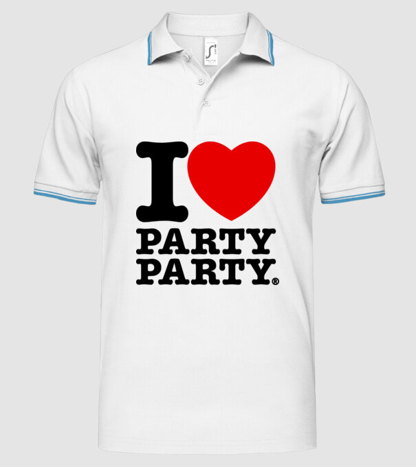 I love party party model alb pe tricou