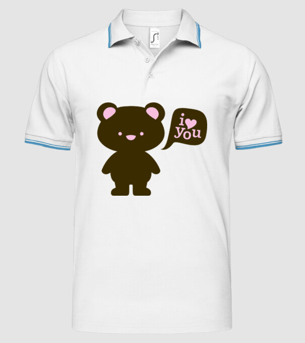 I Love You Bear model alb pe tricou